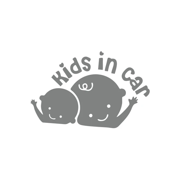 Kids In Car Araba Sticker 17x17 Cm Gri ürün görseli 1
