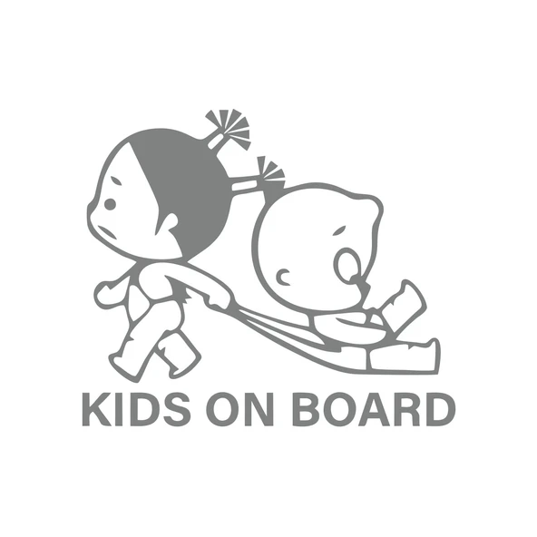 Kids On Board Araba Sticker  17x17 Cm Gri ürün görseli 1