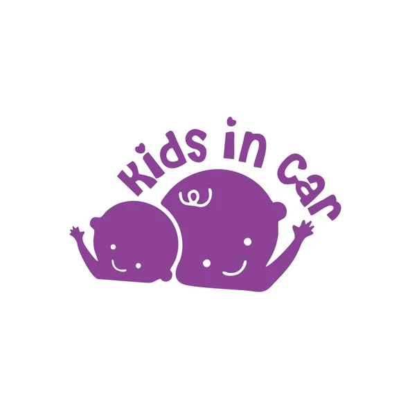 Kids In Car Araba Sticker 17x17 Cm Mor ürün görseli 1