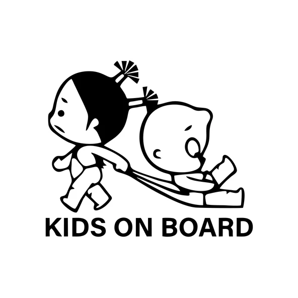 Kids On Board Araba Sticker  17x17 Cm Siyah ürün görseli 1