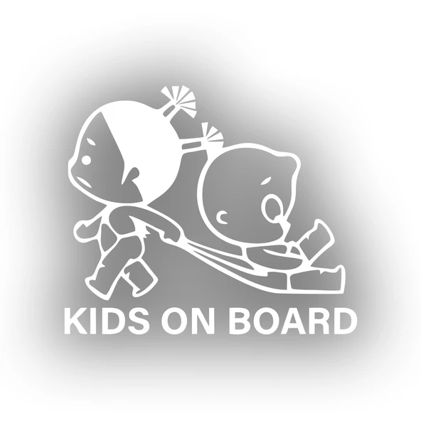 Kids On Board Araba Sticker  17x17 Cm Beyaz ürün görseli 1