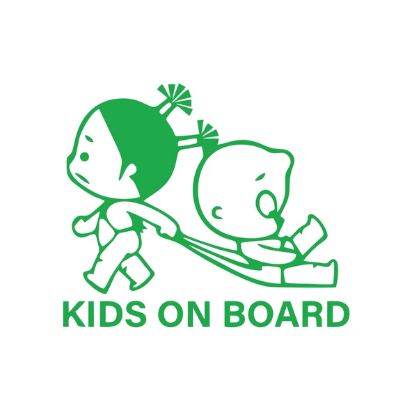 Kids On Board Araba Sticker  17x17 Cm Yeşil ürün görseli 1