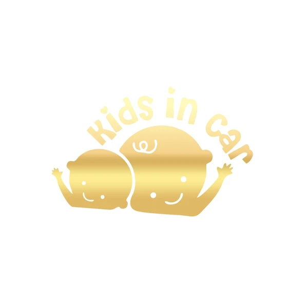 Kids In Car Araba Sticker 17x17 Cm Gold ürün görseli 1