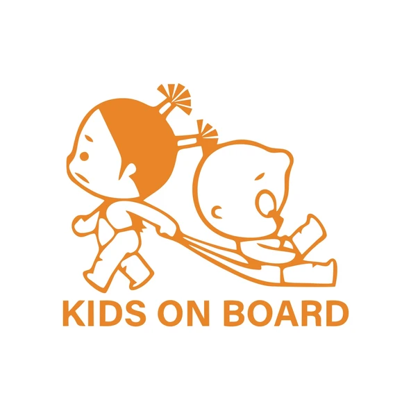 Kids On Board Araba Sticker  17x17 Cm Turuncu ürün görseli 1