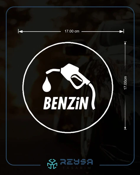 Benzin Araba Sticker 17x17 Cm Beyaz - Resim 2