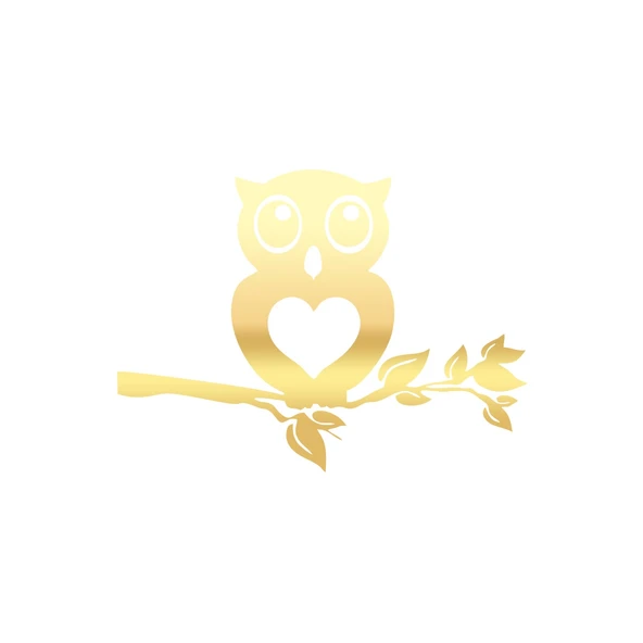 Baykuş Araba Sticker 17x17 Cm Gold ürün görseli 1
