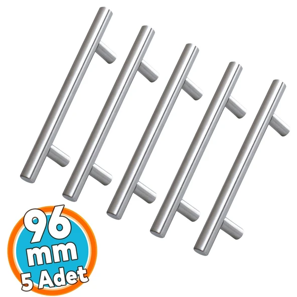 Mobilya Mutfak Çekmece Dolap Dolabı Kulbu Kulpu Kulpları 96 mm - 9.6 cm) İnox Metal 5 Adet ürün görseli 1