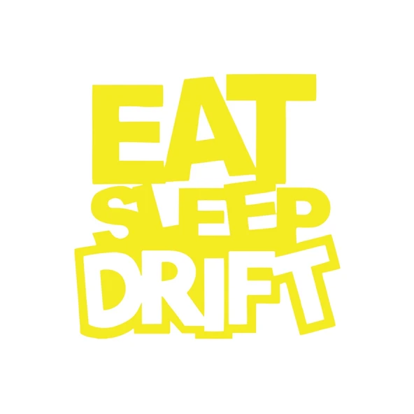Eat Sleep Drift Araba Sticker 17x17 Cm Sarı ürün görseli 1