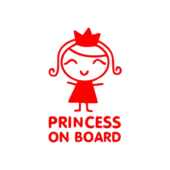 Princess On Board Araba Sticker 17x17 Cm Kırmızı ürün görseli 1