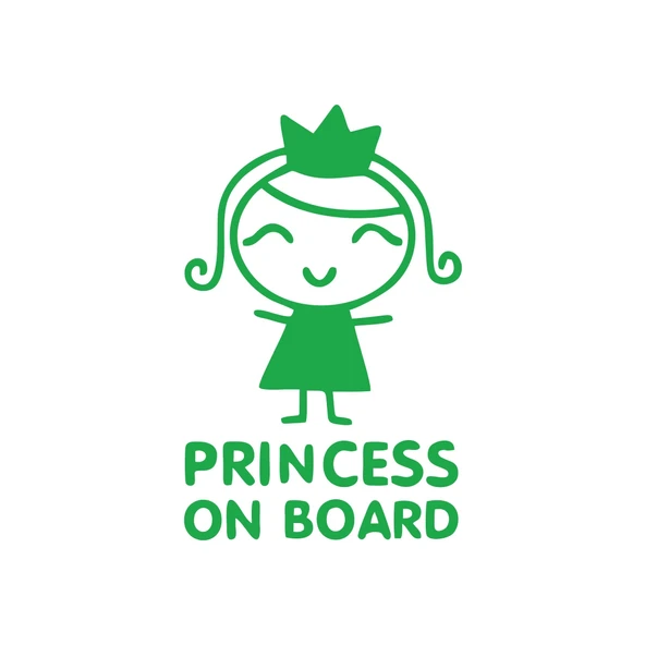 Princess On Board Araba Sticker 17x17 Cm Yeşil ürün görseli 1