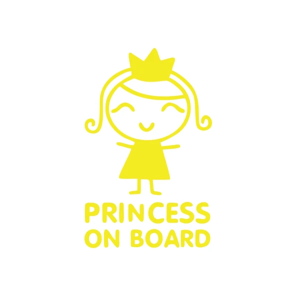 Princess On Board Araba Sticker 17x17 Cm Sarı ürün görseli 1