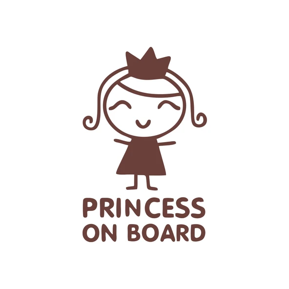 Princess On Board Araba Sticker 17x17 Cm Kahverengi ürün görseli 1