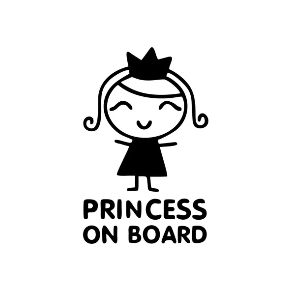 Princess On Board Araba Sticker 17x17 Cm Siyah ürün görseli 1
