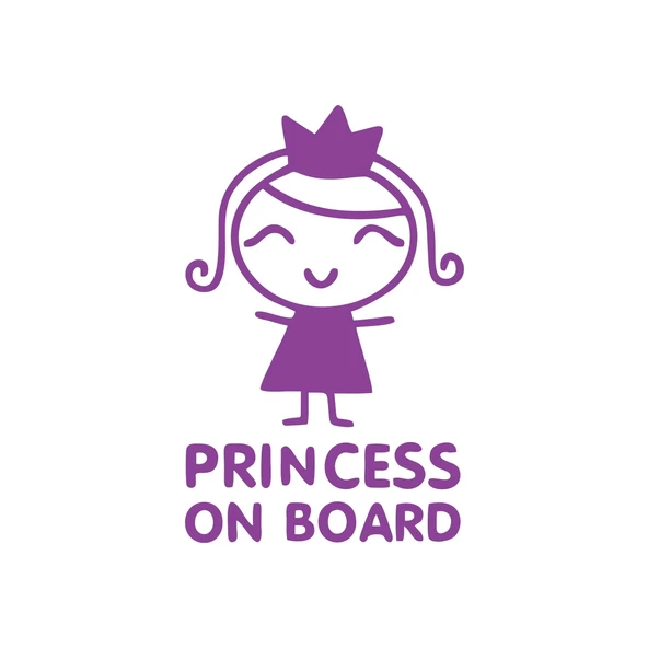 Princess On Board Araba Sticker 17x17 Cm Mor ürün görseli 1