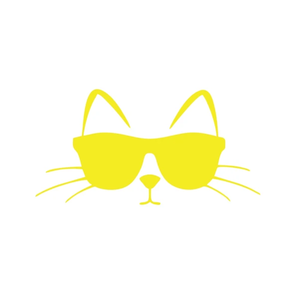 Güneş Gözlüğü Takan Kedi Araba Sticker 17x17 Cm Sarı ürün görseli 1