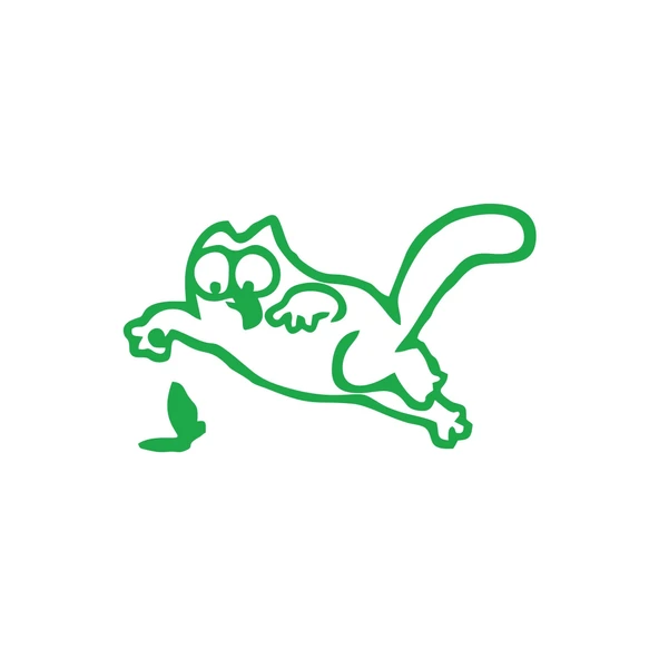 Komik Kedi Araba Sticker 17x17 Cm Yeşil ürün görseli 1