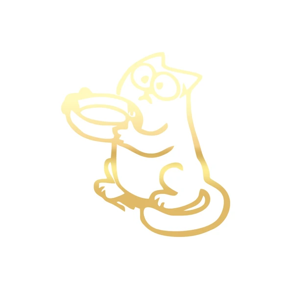 Komik Kedi Araba Sticker 17x17 Cm Gold ürün görseli 1