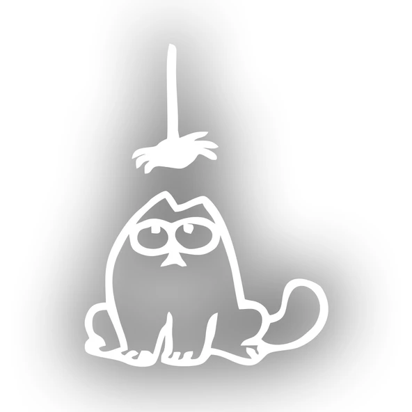 Komik Kedi Araba Sticker 17x17 Cm Beyaz ürün görseli 1
