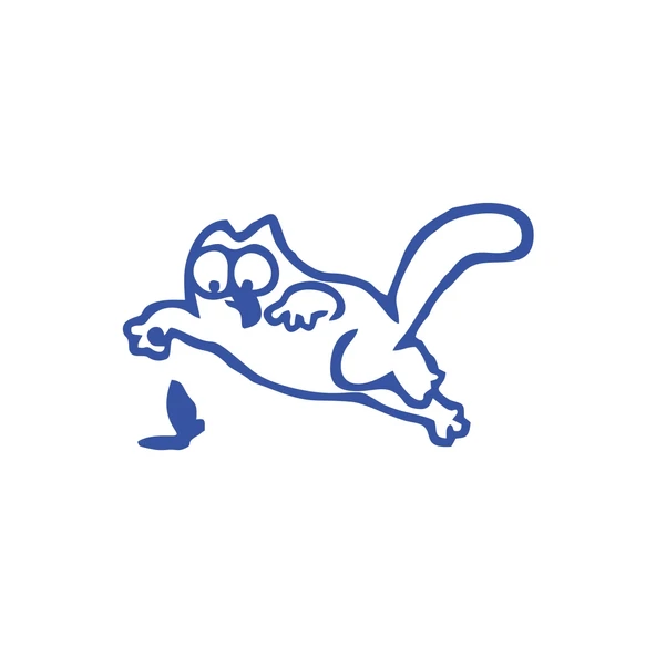 Komik Kedi Araba Sticker 17x17 Cm Mavi ürün görseli 1