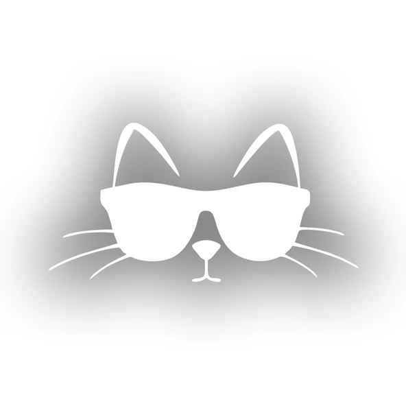 Güneş Gözlüğü Takan Kedi Araba Sticker 17x17 Cm Beyaz ürün görseli 1