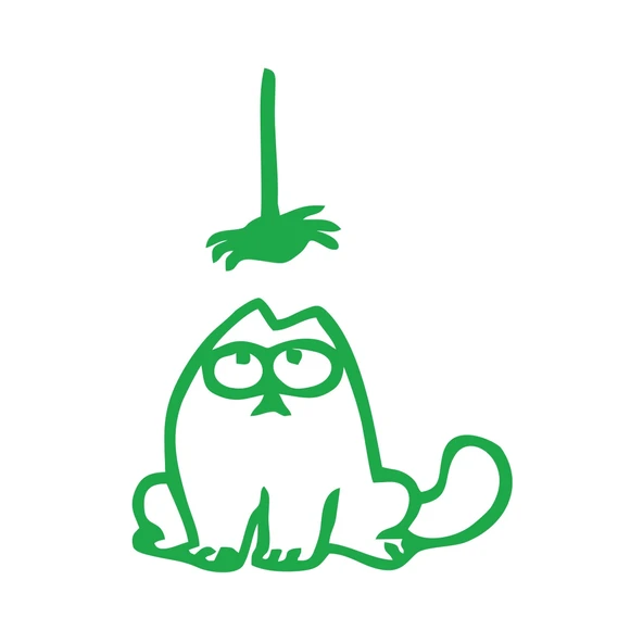 Komik Kedi Araba Sticker 17x17 Cm Yeşil ürün görseli 1