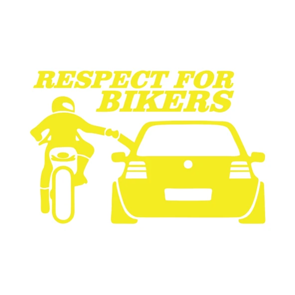 Respect For Bikers Araba Sticker 17x17 Cm Sarı ürün görseli 1