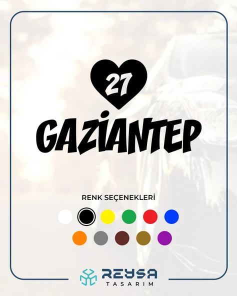 Kalpli 27 Gaziantep Araba Sticker 17x17 Cm Siyah ürün görseli 1