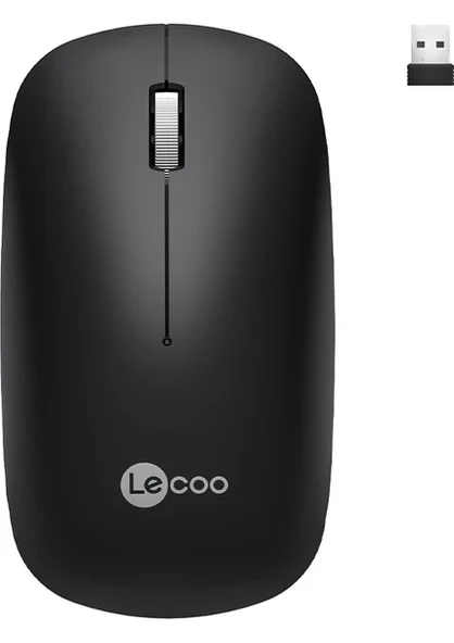 Lenovo Lecoo WS214 Siyah Sessiz Ergonomik Optik Kablosuz Mouse ürün görseli 1