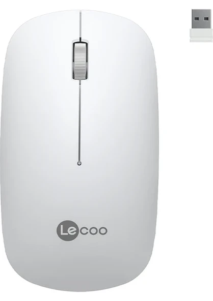Lenovo Lecoo WS214 Beyaz Sessiz Ergonomik Optik Kablosuz Mouse ürün görseli 1