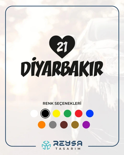 Kalpli 21 Diyarbakır Araba Sticker 17x17 Cm Siyah ürün görseli 1