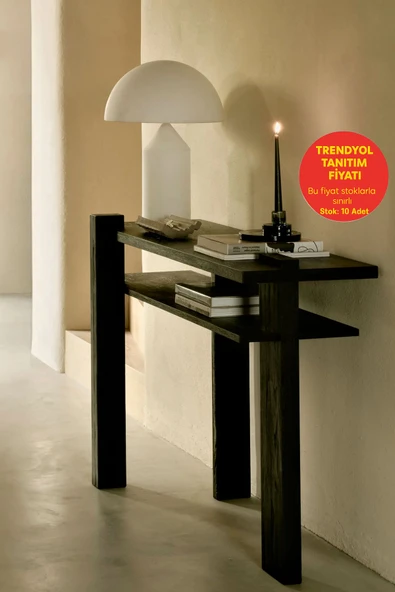 PASAWOODS Absort | Siyah Ahşap Konsol | 133x41x84 Cm | Giriş Sehpası – Raflı Minimal Tasarım | Premium Malzeme ürün görseli 1