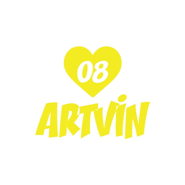 Kalpli 08 Artvin Araba Sticker 17x17 Cm Sarı ürün görseli 1
