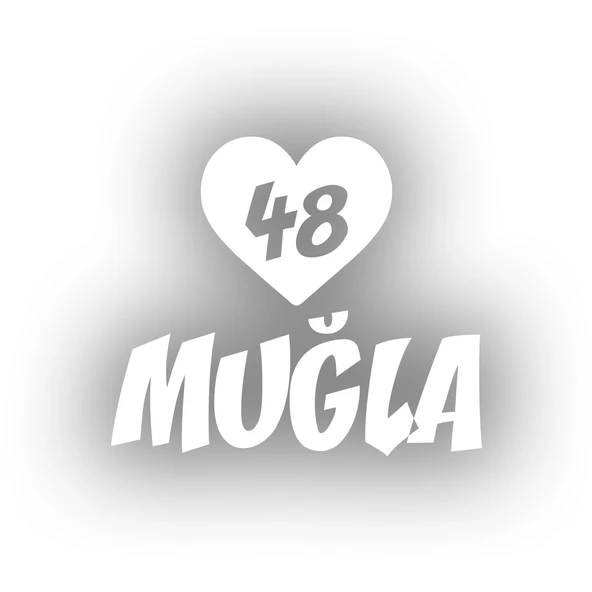 Kalpli 48 Muğla Araba Sticker 17x17 Cm Beyaz ürün görseli 1