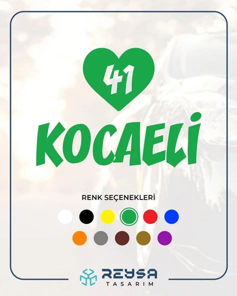 Kalpli 41 Kocaeli Araba Sticker 17x17 Cm Yeşil ürün görseli 1