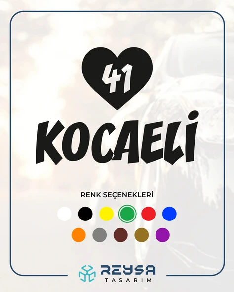 Kalpli 41 Kocaeli Araba Sticker 17x17 Cm Siyah ürün görseli 1