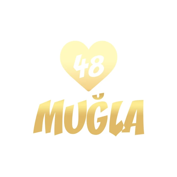 Kalpli 48 Muğla Araba Sticker 17x17 Cm Gold ürün görseli 1