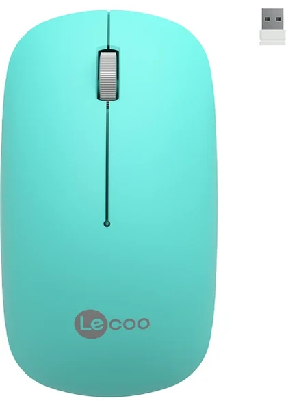 Lenovo Lecoo WS214 Turkuaz Sessiz Ergonomik Optik Kablosuz Mouse ürün görseli 1