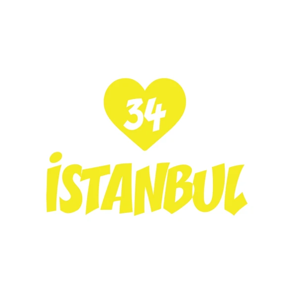 Kalpli 34 İstanbul Araba Sticker 17x17 Cm Sarı ürün görseli 1
