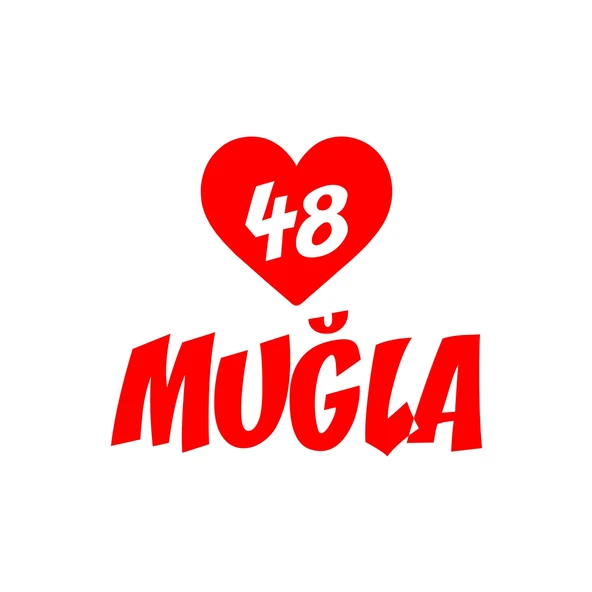 Kalpli 48 Muğla Araba Sticker 17x17 Cm Kırmızı ürün görseli 1