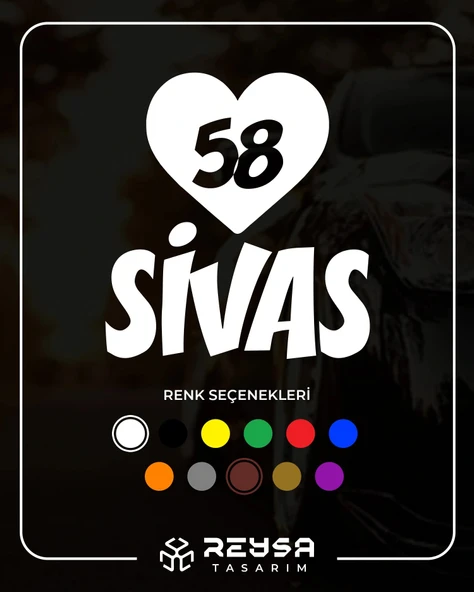 Kalpli 58 Sivas Araba Sticker 17x17 Cm Beyaz ürün görseli 1