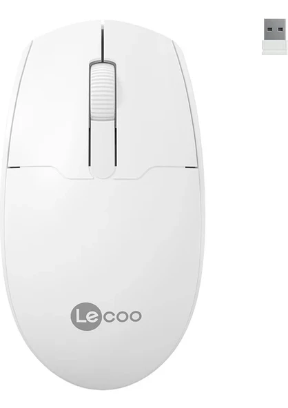 Lenovo Lecoo WS204 Beyaz Ergonomik Optik Kablosuz Mouse ürün görseli 1