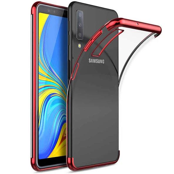 Samsung Galaxy A7 2018 Glitter Silikon Kılıf - Kırmızı ürün görseli 1