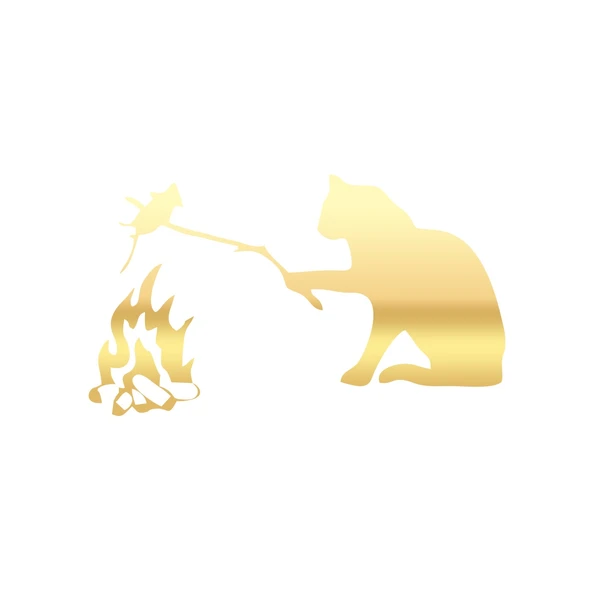 Kamp Yapan Kedi Araba Sticker 17x17 Cm Gold ürün görseli 1
