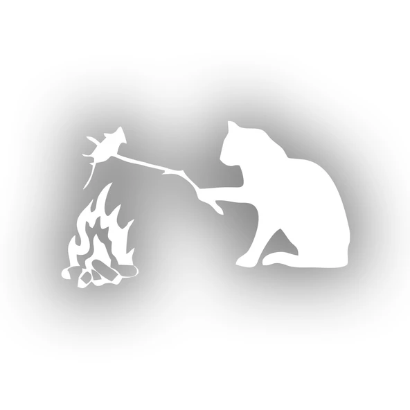 Kamp Yapan Kedi Araba Sticker 17x17 Cm Beyaz ürün görseli 1