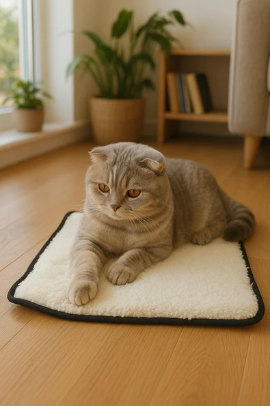 Yumuşak Dokulu Peluş Kedi Halısı 40x40 cm Kulübe İçi Pofuduk Minder ürün görseli 1