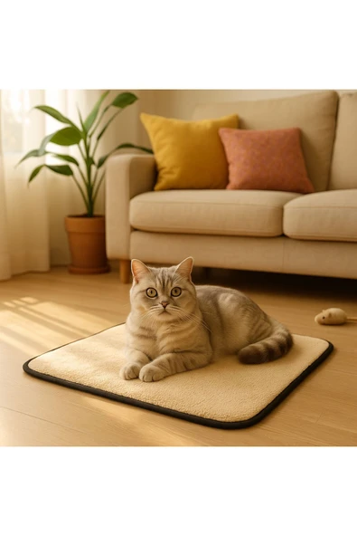 Yumuşak Dokulu Peluş Kedi Halısı 40x40 cm Kulübe İçi Pofuduk Minder ürün görseli 1