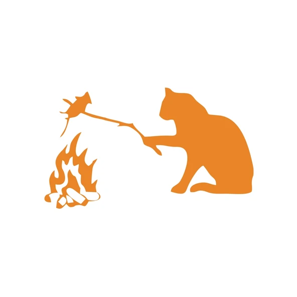 Kamp Yapan Kedi Araba Sticker 17x17 Cm Turuncu ürün görseli 1