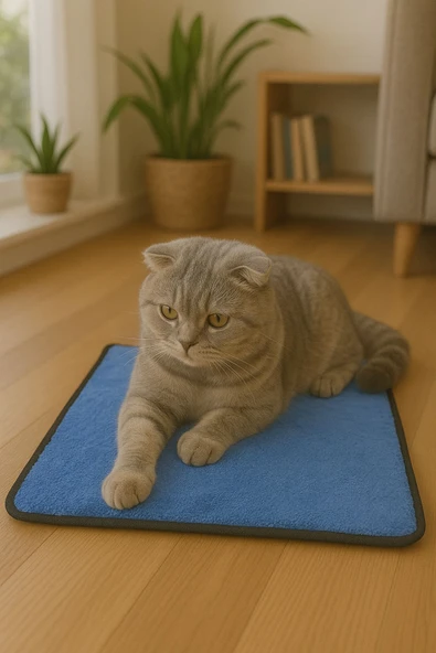 Yumuşak Dokulu Peluş Kedi Halısı 40x40 cm Kulübe İçi Pofuduk Minder ürün görseli 1
