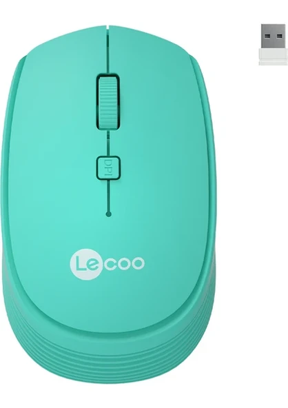 Lenovo Lecoo WS202 Turkuaz Ergonomik Optik Kablosuz Mouse ürün görseli 1