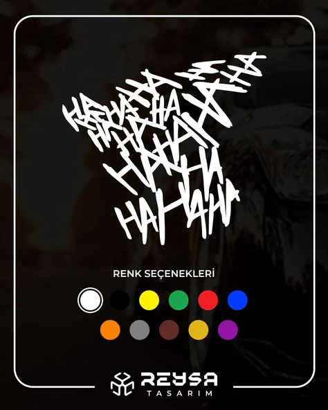 Hahahaha Araba Sticker 17x17 Cm Beyaz ürün görseli 1